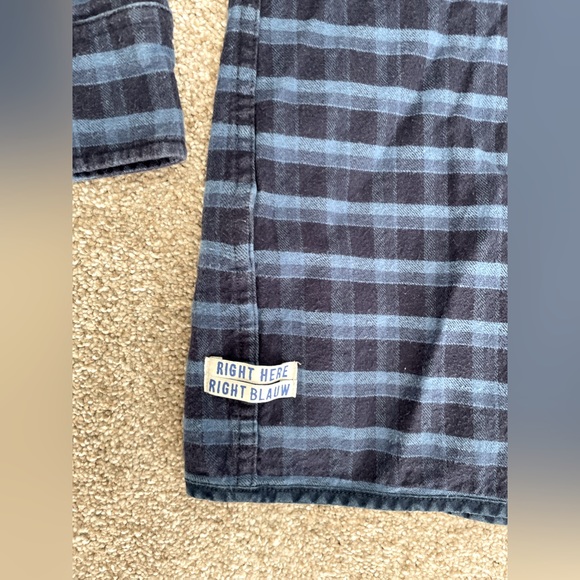 Men’s Maison Scotch & Soda blue plaid button down. - Picture 3 of 5